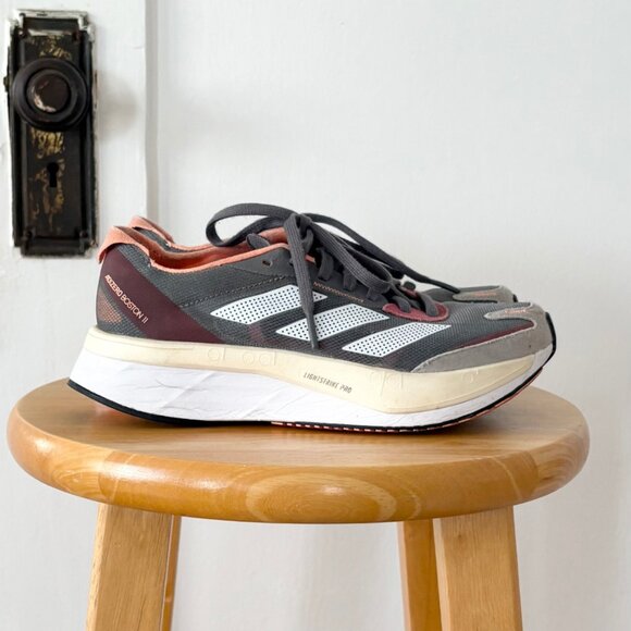 Adidas Adizero Boston 11 Gray Beam Orange size 6 women's - Picture 5 of 10